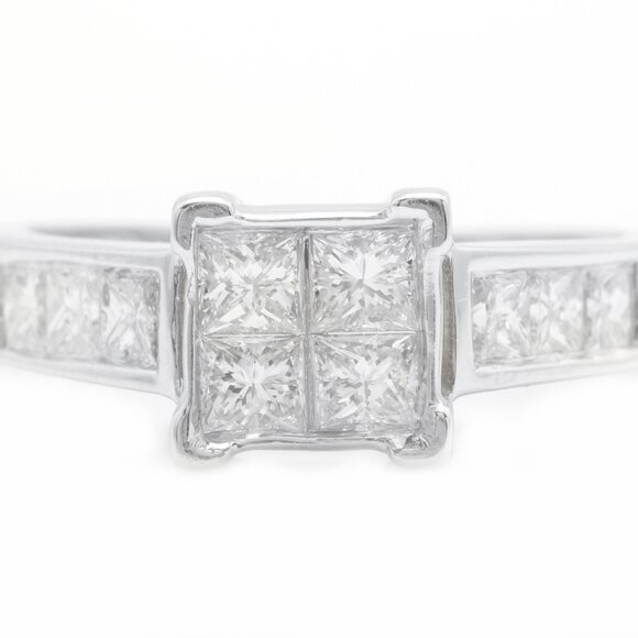 1.20 Carat Natural DIAMONDS in 14K Solid White Gold Women Engagement Ring